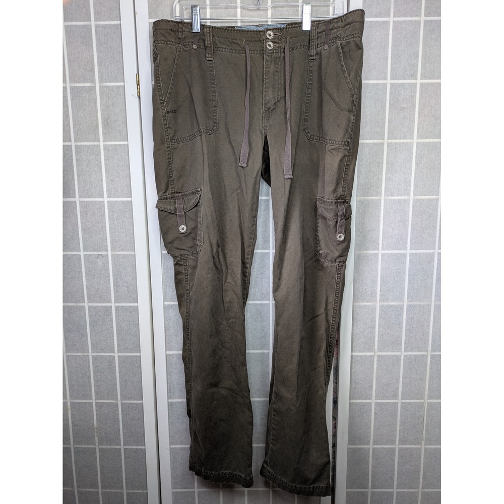 Levis Womens Cotton Cargo Pants 12M Olive Green Utility Straight Leg Outdoors
